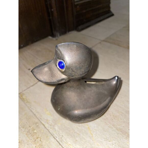 Nina Leonard Other - Leonard Silver Plate Duck Bank Hong Kong Collectible Piggy Bank Missing Eye, Key
